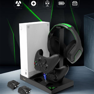 XboxSeriesS Gamepad Dual Battery Fixed Charger With Earphone Rack